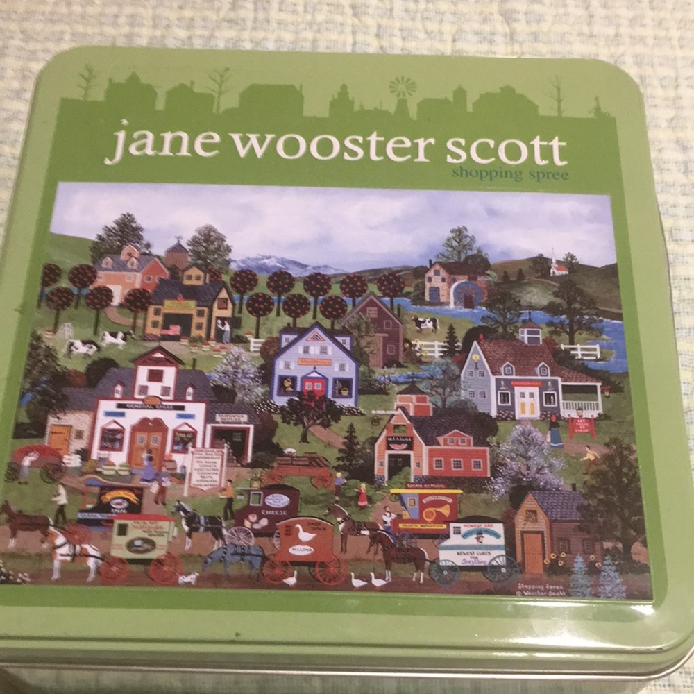 Jane Wooster Scott Shopping Spree 1000 Pc puzzle in Tin Puzzle Perfect Tin Kinda